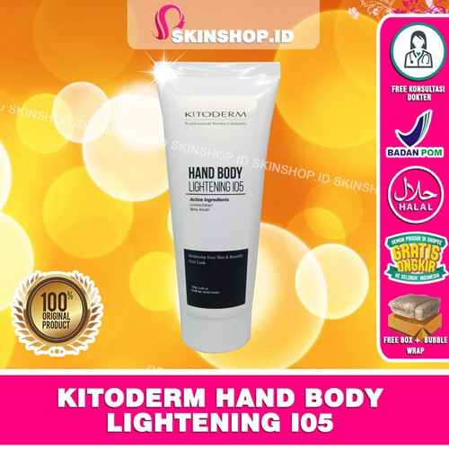 Kitoderm Hand Body Lightening 100ml Original / Hand Body Siang SPF 50 BPOM Aman