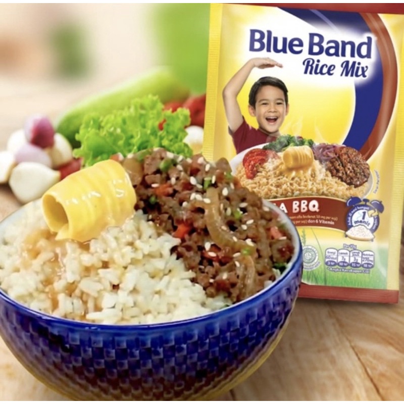 Blueband Rice Mix BBQ &amp; Chicken Blue Band Margarin Margarine Mentega Berbumbu Seasoning Makanan Instan Bekal Anak Sekolah