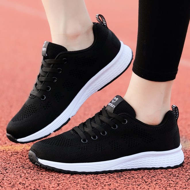 【free T】sepatu Wanita Sneakers Sepatu Kets Hitam Sepatu Running