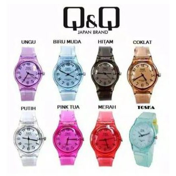 READY STOCK Jam Tangan Pria Wanita QnQ Q&amp;Q Jelly Rubber Transparan Karet Murah QQ001 Women Watch