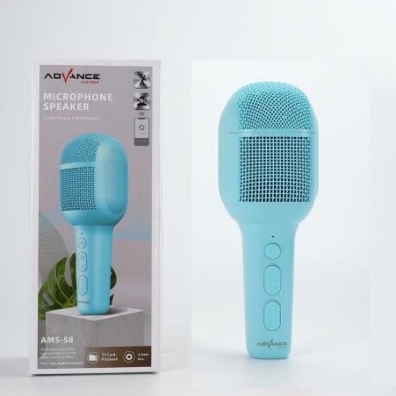 Advance Mic Bluetooth Karaoke Microphone Advance AMS-58 Speaker Bluetooth Wireless Pengubah Suara Mikropon Wireless Smule Speaker Portable