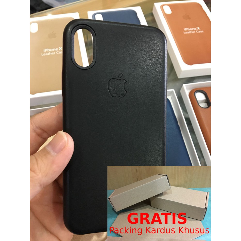 iPhone X High Quality Leather Case Kulit Casing - Emas