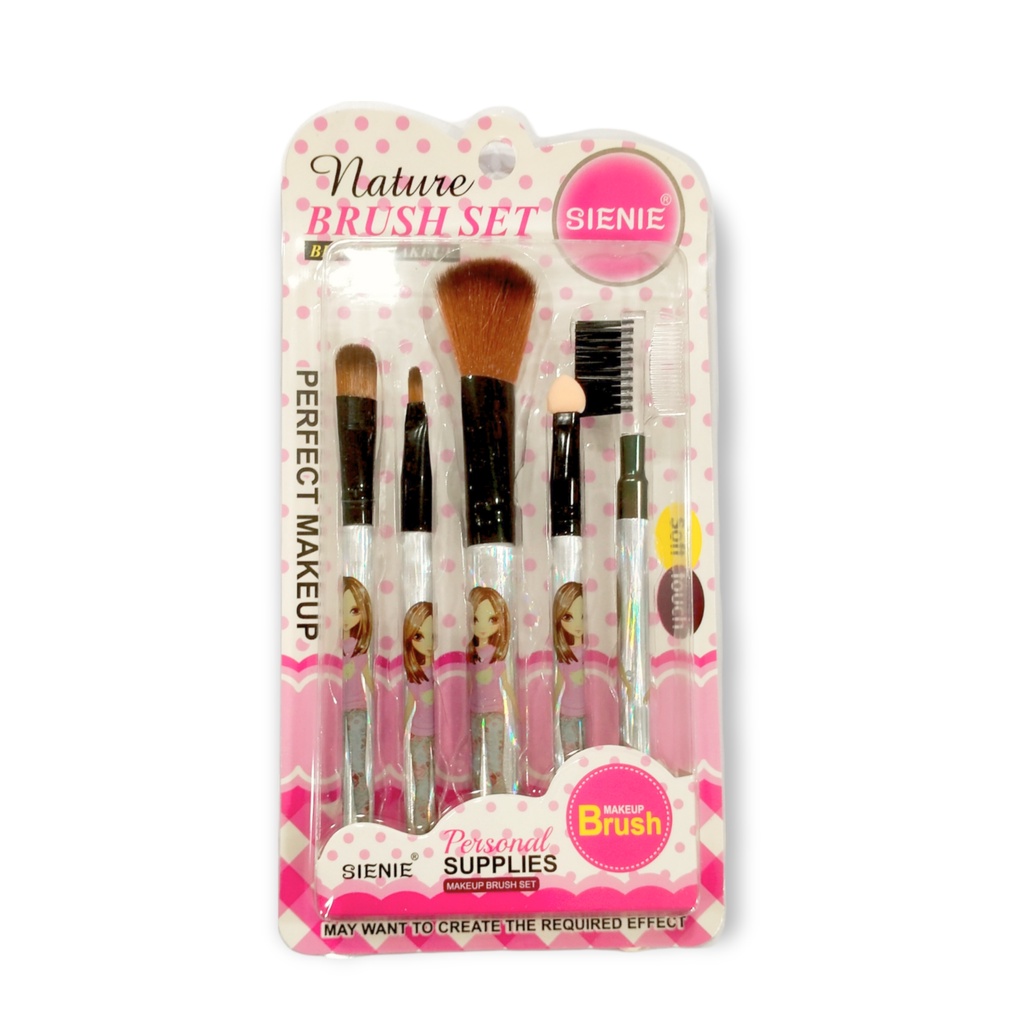 [WS] Kuas Make Up Brush 5pcs/set Kuas Makeup Eyebrow Brush Blush on Brush Eyeshadow Brush Sponge