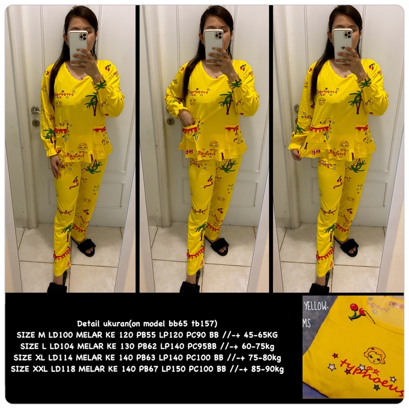 BAJU TIDUR LENGAN PANJANG LEISURE VOGUE DLL KOREA IMPORT CINA WANITA KADO PP PIYAMA REMAJA DEWASA-PPO-005 THYPO / M