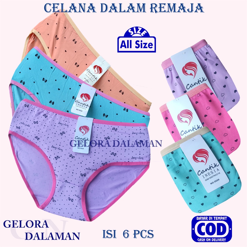 6 Pcs Celana Dalam Anak Perempuan Remaja Cd Wanita