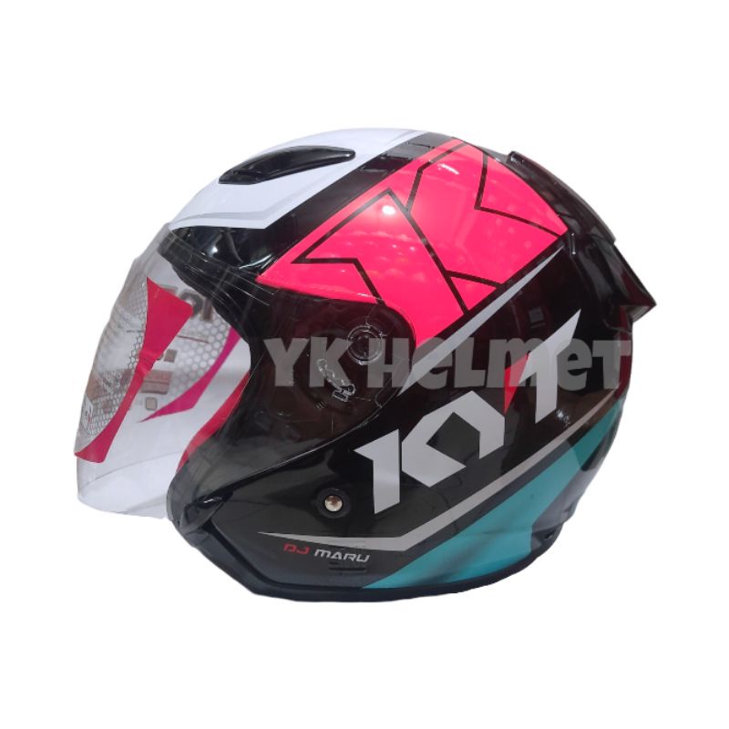 Helm KYT Dj Maru Motif #17 black/aqua blue/fuxia
