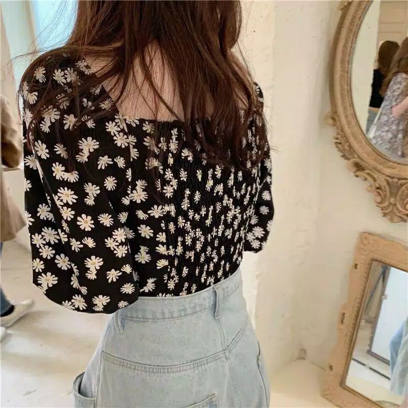 BEFAST - ZEC FASHION WANITA BLOUSE SELENA / Paula Daisy Longsleeve / Blouse Sabrina wanita Lengan Puff / Atasan Lengan Panjang / OOTD Ala Wanita Korean Style / Sabrina Motif Bunga / Sabrina Remaja Trendy / Terlaris