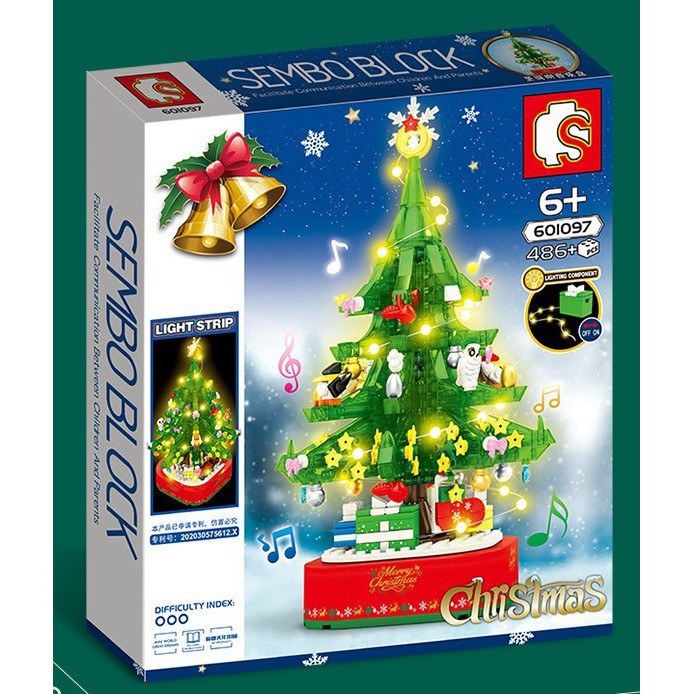 Sembo Block 601097 Brick Christmas Tree Music Box with Lights