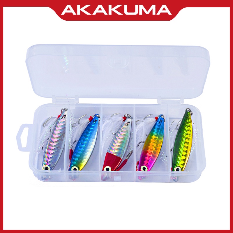 5 Pcs Umpan Pancing Hard Bait Bentuk Ikan Imitasi 3D Bahan Logam Berat 7g / 10g / 15g / 20g