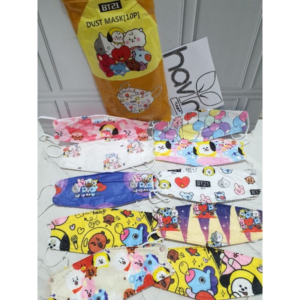 MASKER ANAK LUCU model DUCKBILL/DISPOSABLE MASK/MASKER ANAK BTS BT21 KF94-4