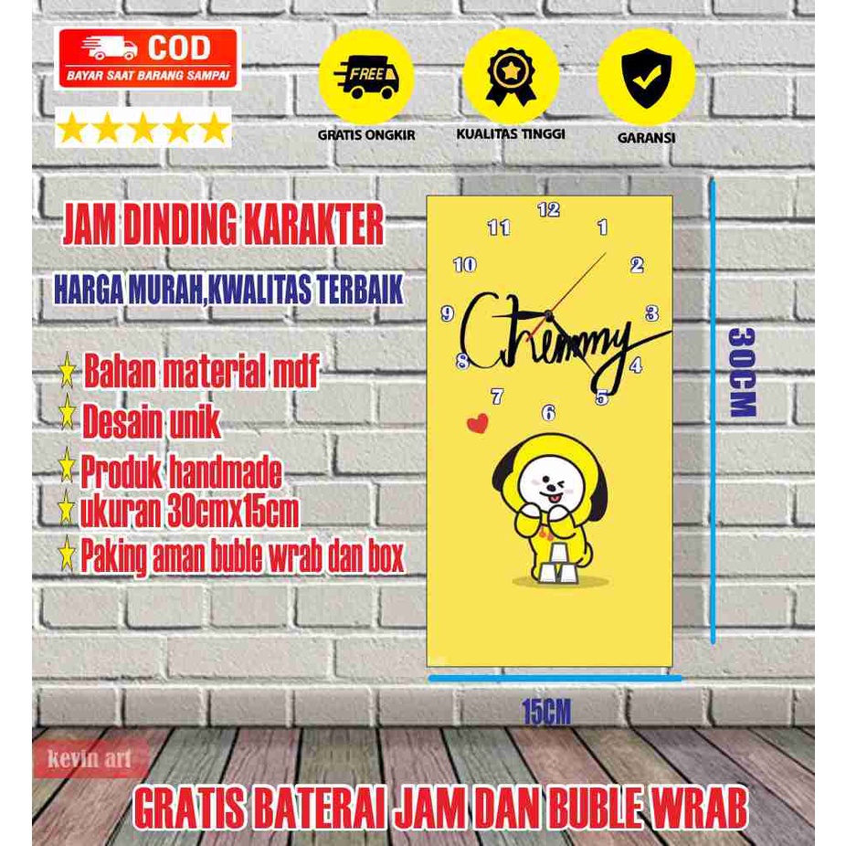 Jam Dinding Karakter Hello Kity Minion Serba Serbi BT21 Member Kartun Unik Jam Dinding Kaligrafi Mesjid Jam Meja Ukuran 30cm