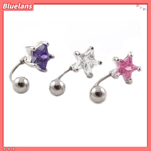 Bluelans Rhinestone Pentagram Surgical Steel Belly Navel Ring Barbell Body Piercing Jewelry