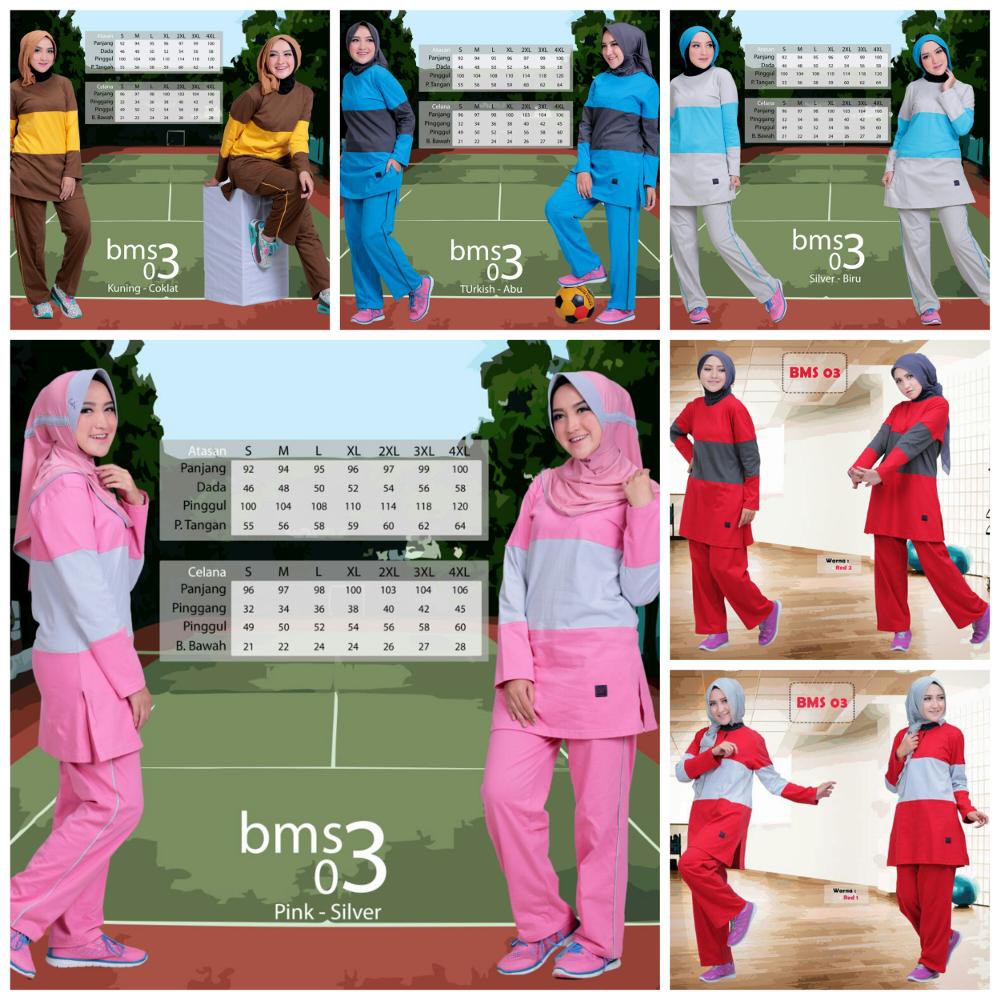BAJU OLAHRAGA MUSLIMAH BELIEVE BMS 03 - BAJU SENAM/YOGA/SEPEDAAN