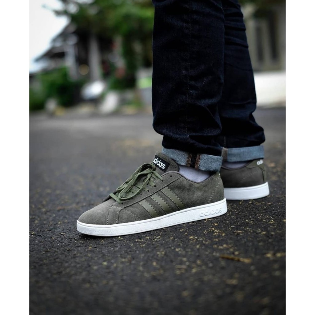 SEPATU ADIDAS NEO BASELINE GREEN WHITE SNEAKERS ORIGINAL