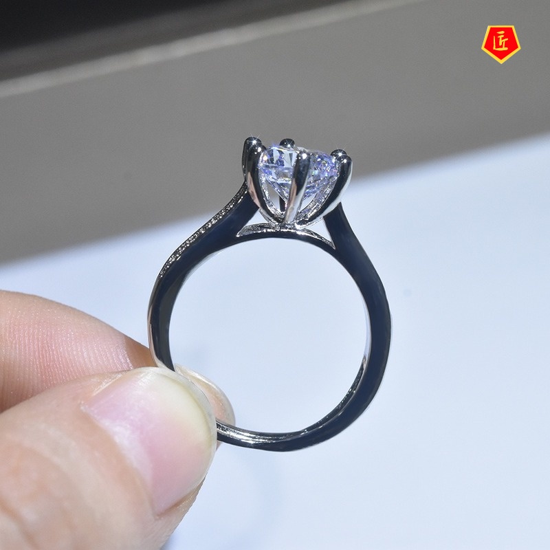 [Ready Stock]Simple Elegant Pt950 Platinum Inlaid Moissanite Ring