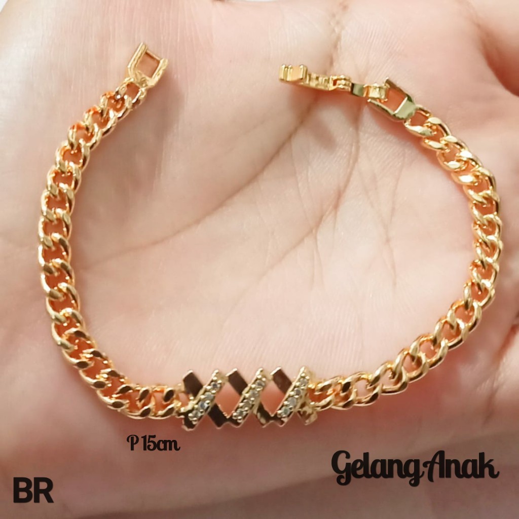 Gelang TITANIUM Anak Rantai Mata Varian motif Perhiasan Anak Gold (COD)