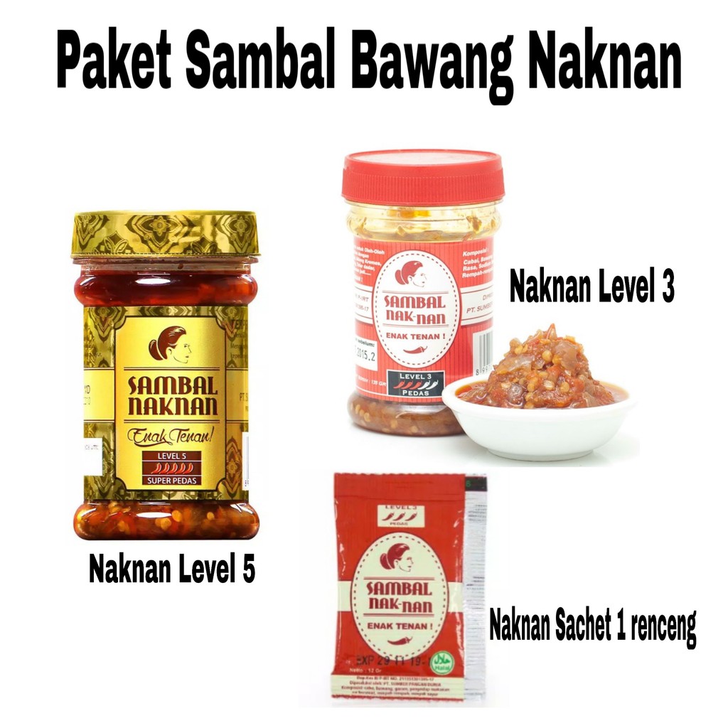 

Paket Sambal Bawang Naknan Level 3 Level 5 dan Sachet