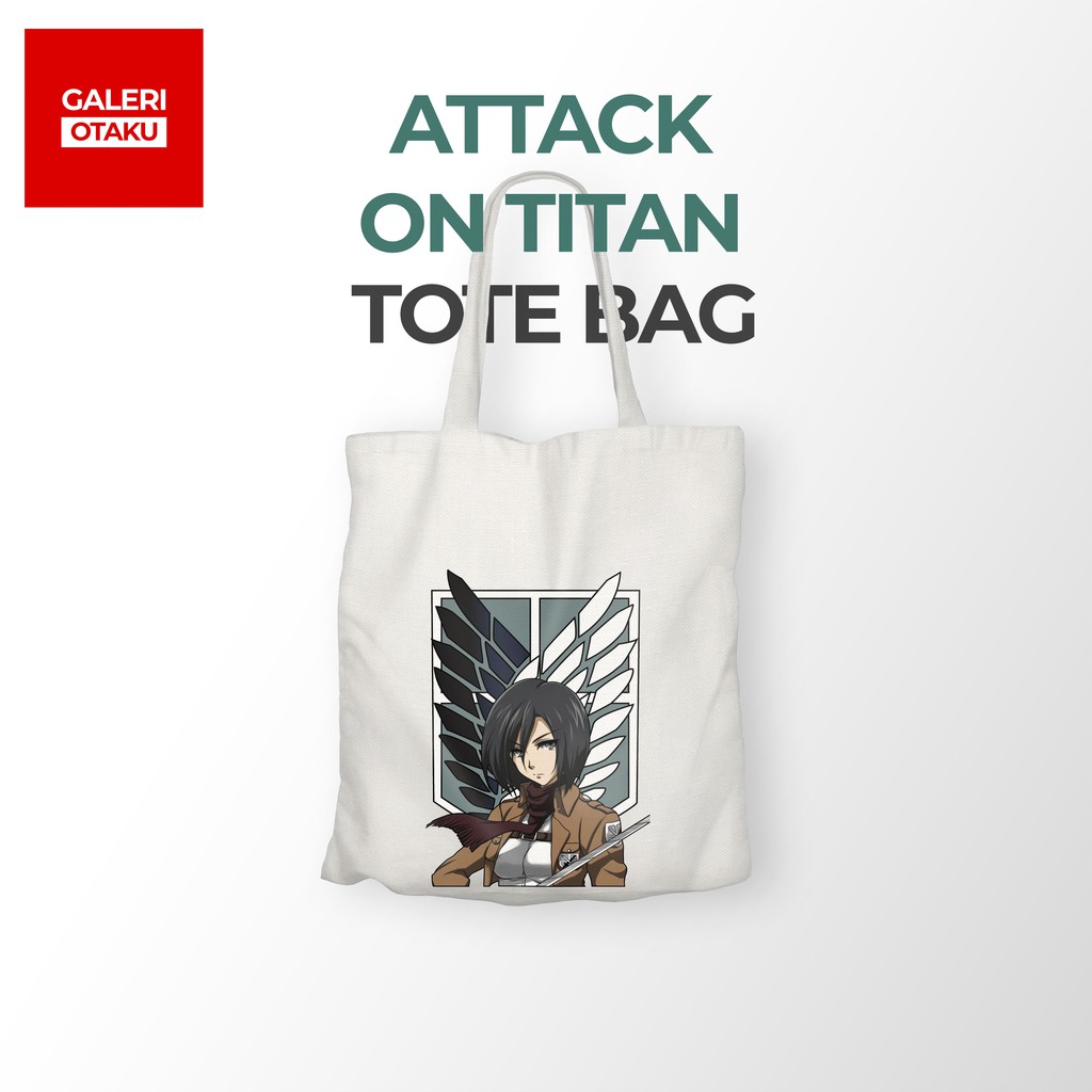 SALE TOTE BAG KANVAS ANIME MIKASA / ATTACK ON TITAN / SHINGEKI NO KYOJIN / TOTEBAG CUSTOM SATUAN