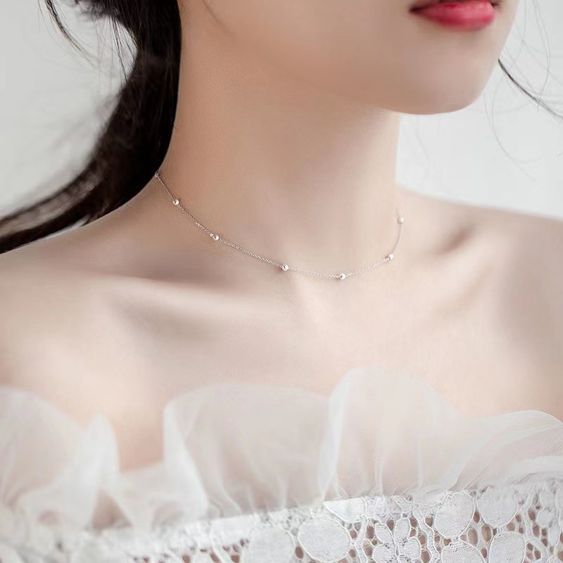 Kalung Choker Rantai Klavikula Bahan Titanium Steel Warna Emas Perak Untuk Wanita