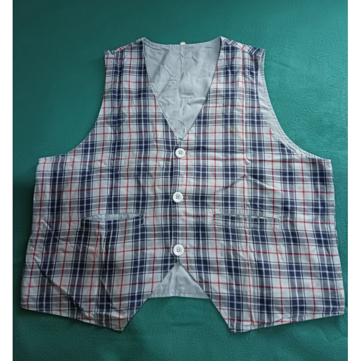 Rompi seragam kain kotak ukuran besar preloved