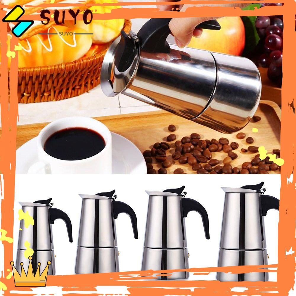 Suyo Alat Pembuat Kopi Espresso / Teh Manual Bahan Stainless Steel Tahan Panas 2 / 4 / 6 / 9 Cup