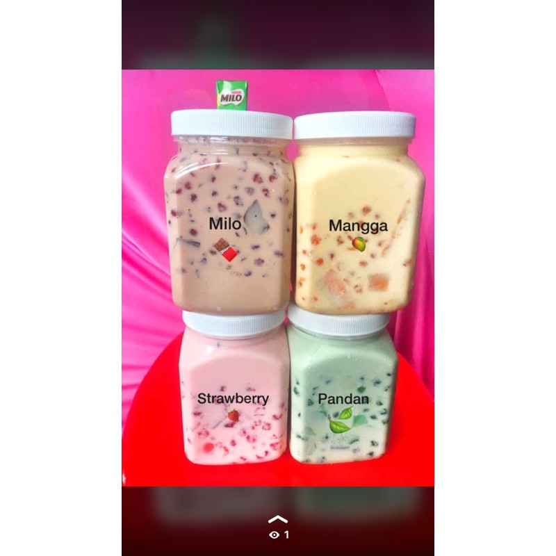 

Buko milo, mangga, strawberry, pandan, Dan coffee