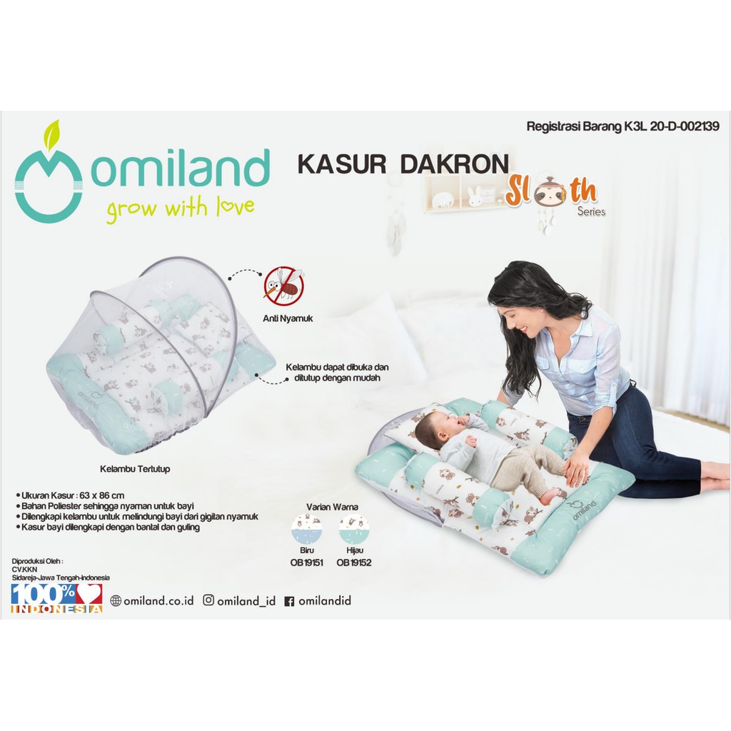 Omiland OB1915 Kasur Bayi Dacron Kelambu SLOTH Series