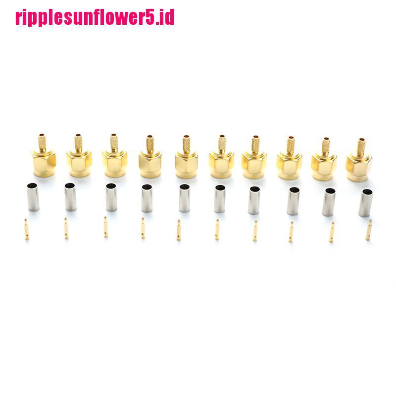 10pcs Kabel Konektor RF Male SMA Male Plug crimp Untuk RG174 RG316 RG178 RG179