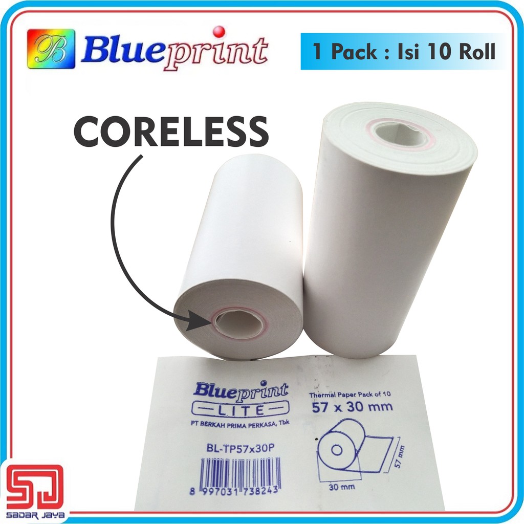 Blueprint Lite Paper Thermal EDC 57 × 30 mm Kertas Thermal Struk Nota Karcis