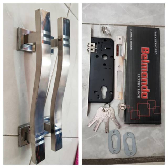 Paket handle pintu stainless 35cm 1set + body pelor PROMO