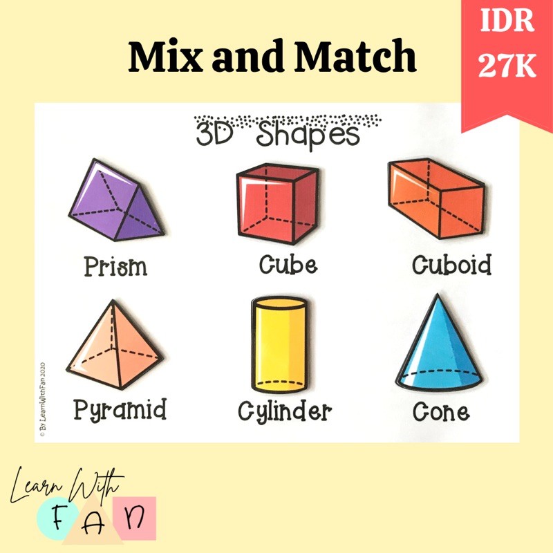 Learnwithfan Mix And Match 3d Shapes Shopee Indonesia