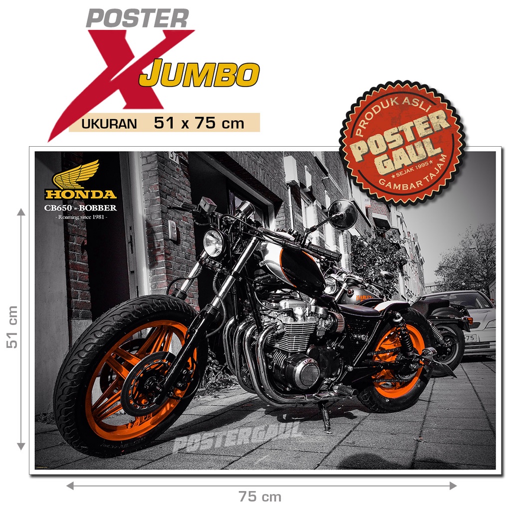 Poster XJumbo SEPEDA MOTOR KLASIK : HONDA CB650 BOBBER #XJFJP329 - size 51 x 75 cm