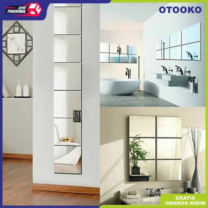 Stiker Dinding Kaca Cermin Mirror Wall Sticker Dinding Wallpaper 9pcs