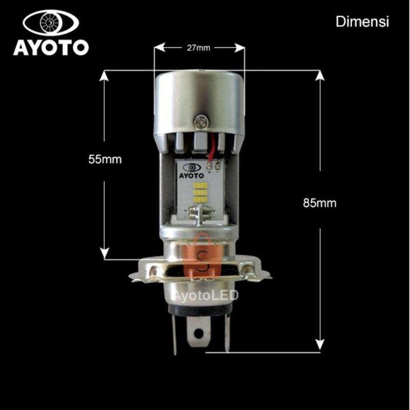 Lampu depan AYOTO motor vixion H4 led ac dc M4A 30+30 Watt Hi Low warna mobil truck atau motor 12v/24v