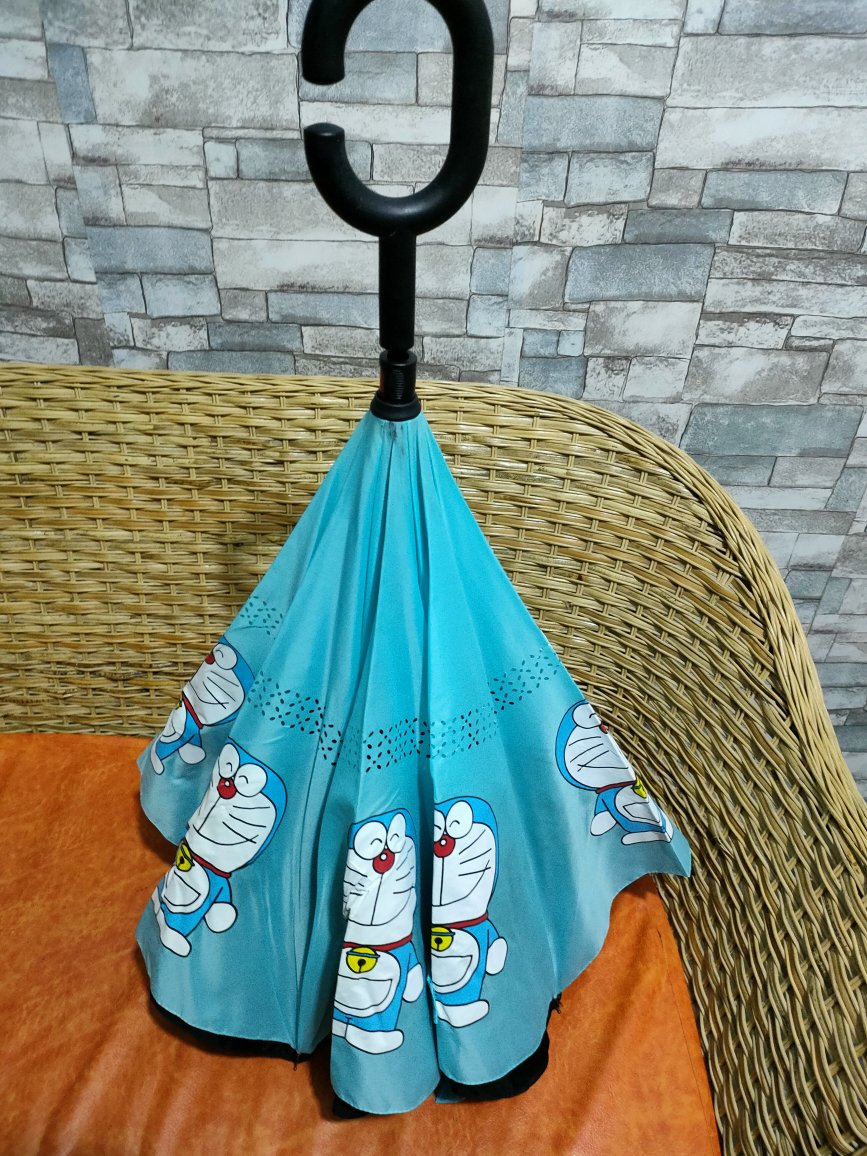 Payung Terbalik Kepala Doraemon Double Layer
