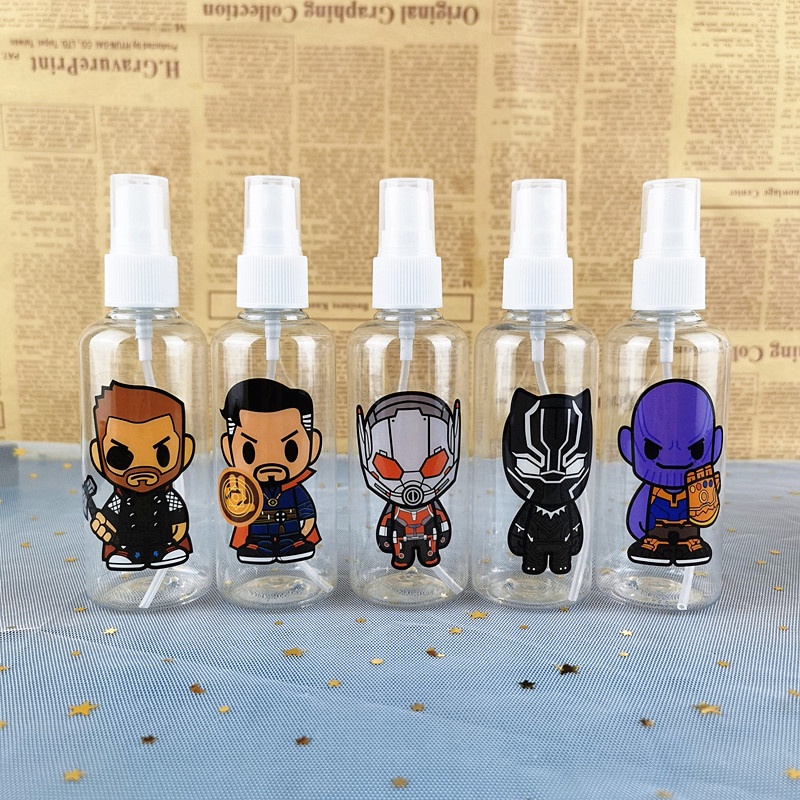 Magic789 100ML Plastic Spray Bottle Marvel Heroes Travel Size Bottles for Cosmetic Cartoon Refillable Container