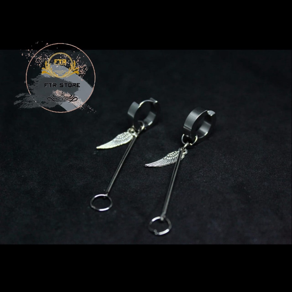 Anting KPOP Pria Korea / Anting rumbay batang sayap / Anting tindik dan Jepit
