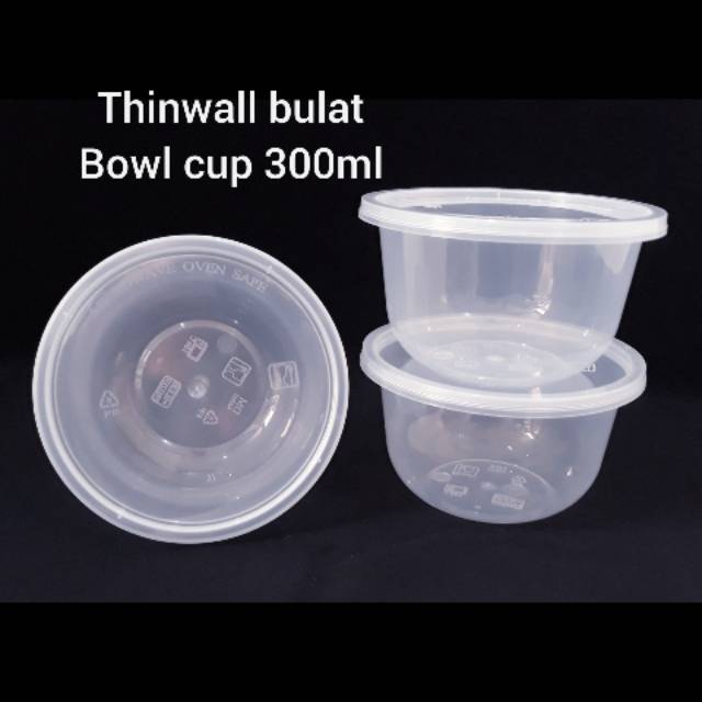 MANGKUK PLASTIK 300 ml Thinwall bulat / bowl cup / box makanan