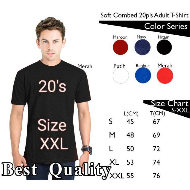  Kaos  Polos  Lengan Pendek Combed 20s XXL Shopee Indonesia