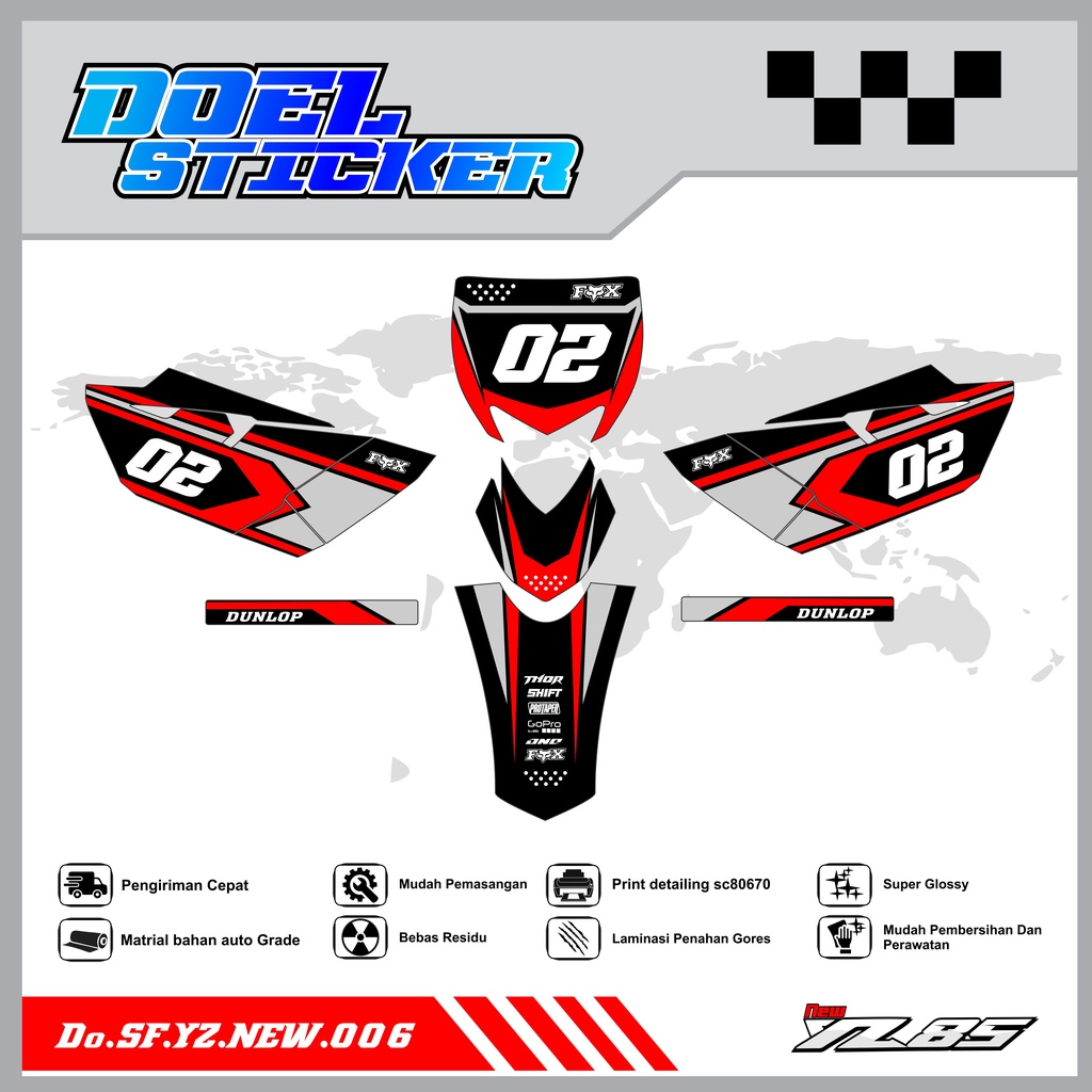 Sticker Striping YZ NEW List Variasi Hologram , Crome Doel 006