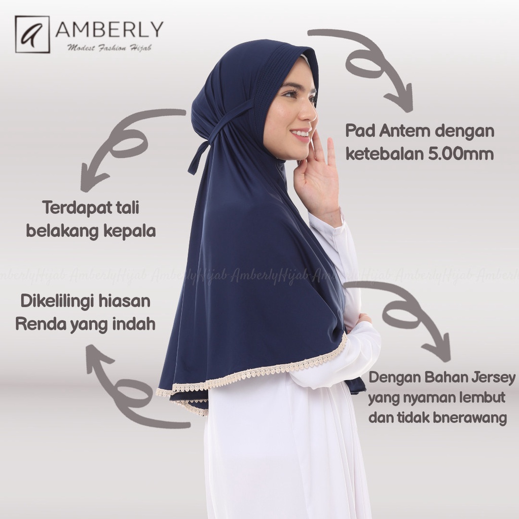 Amberly Vega Jilbab instan tali bahan Jersey Premium