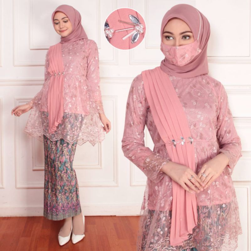 Set Kebaya Tunik Aurora Selendang Kebaya Wisuda Kebaya Modern Kebaya Remaja Shopee Indonesia