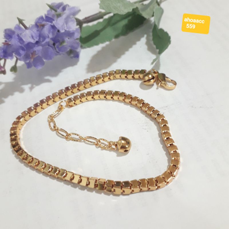 Gelang rantai kaki kliningan gold milano xuping.