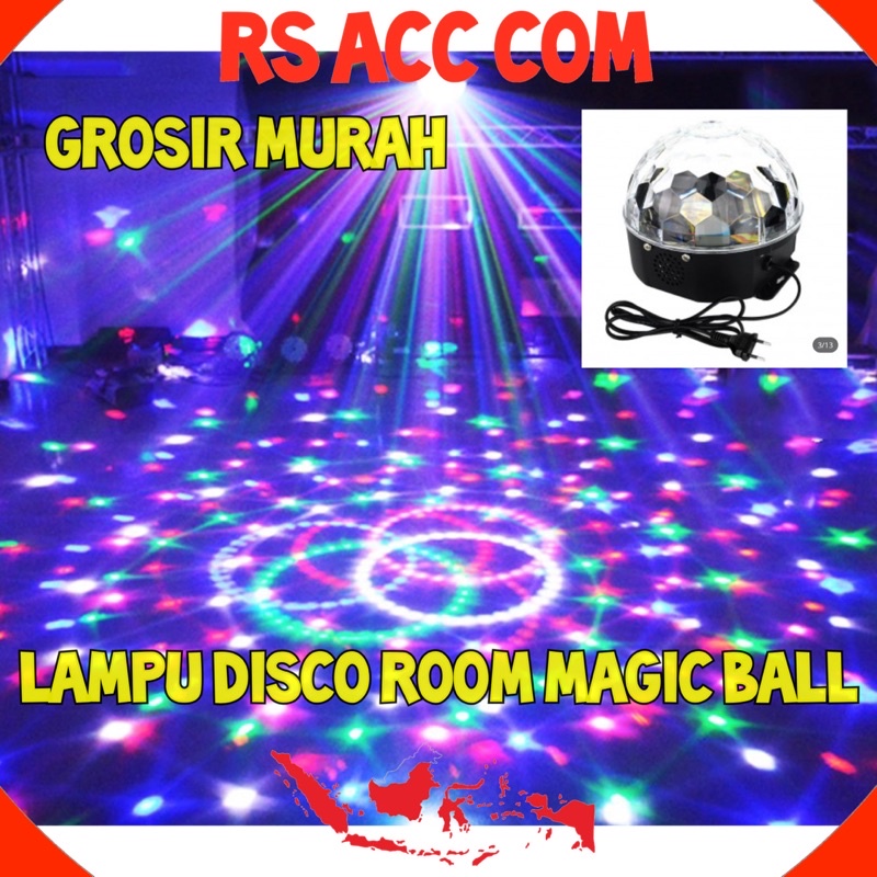 Lampu disco rgb magic ball musik room