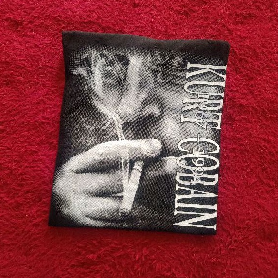 Kaos Band Nirvana Kurt Cobain Bootleg Tag Moving Blue Vintage