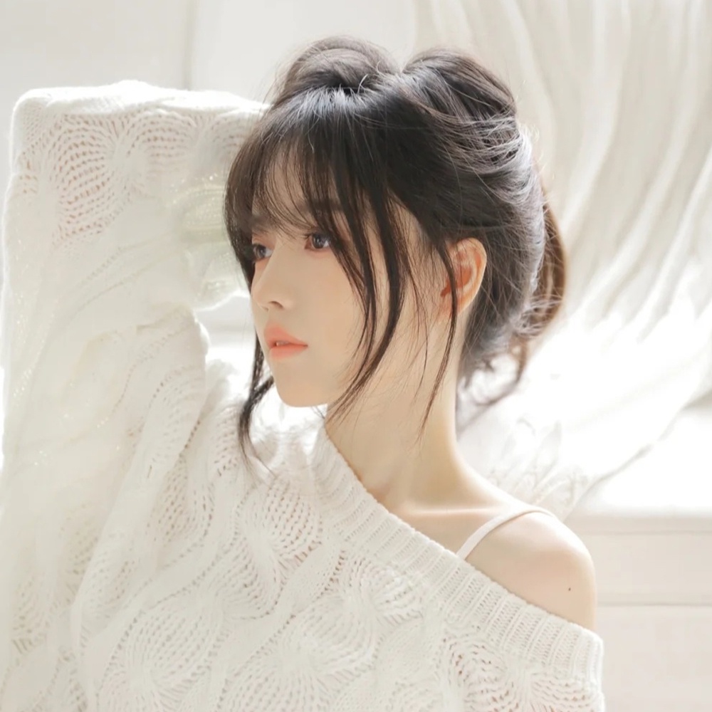 Wig Poni Udara 3D Gaya Perancis Untuk Wanita Sopak Princess Cut Poni Palsu Aksesoris Rambut