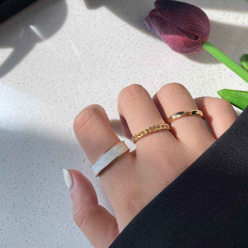 Set Cincin Adjustable Gaya Unik Untuk Perempuan