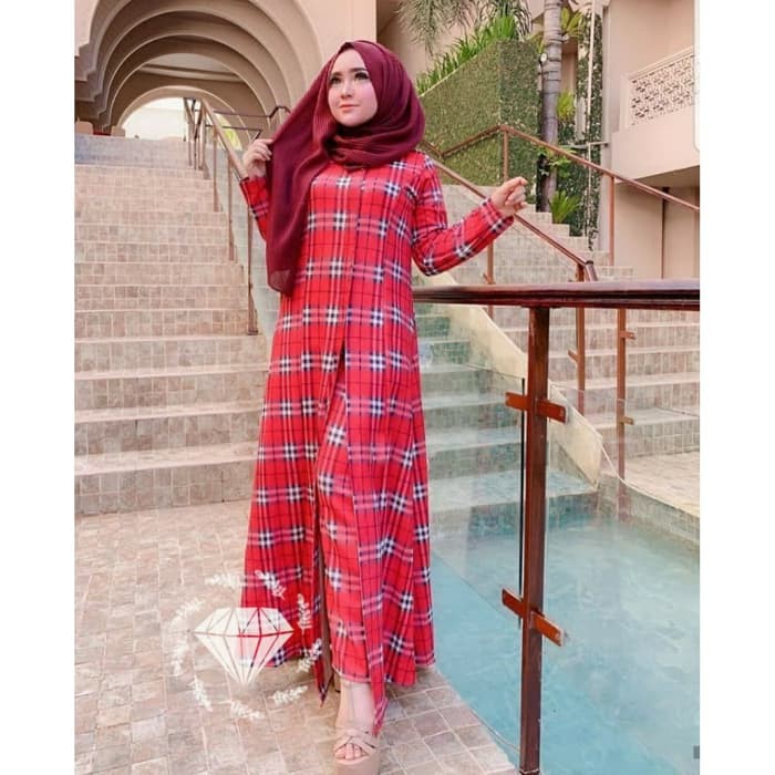 BERRYLOOKS SET 2 PCS SETELAN TUNIK + CELANA MOTIF KOTAK BBR