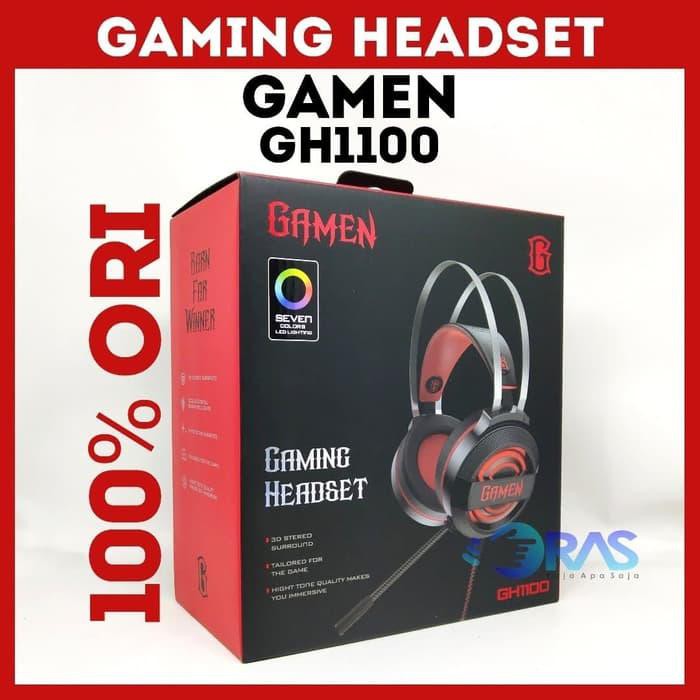 Termurah Headset Gaming Gamen GH1100 Headphone Head Phone Heatset Hetset Hedset - Hitam Merah