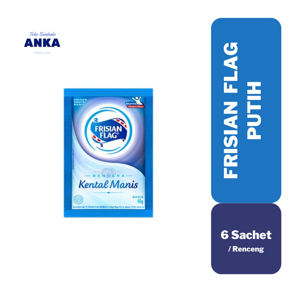 

Susu Kental Manis Bendera Frisian Flag Full Cream Putih Sachet 40gr - 1 renteng isi 6 sachet